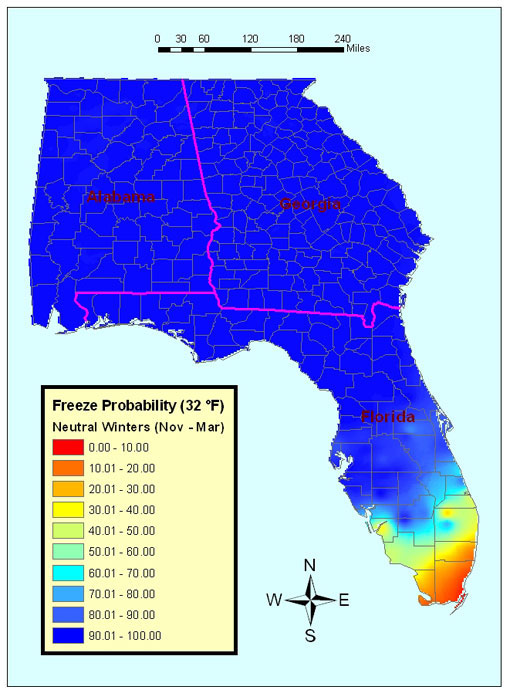 Freeze probability map