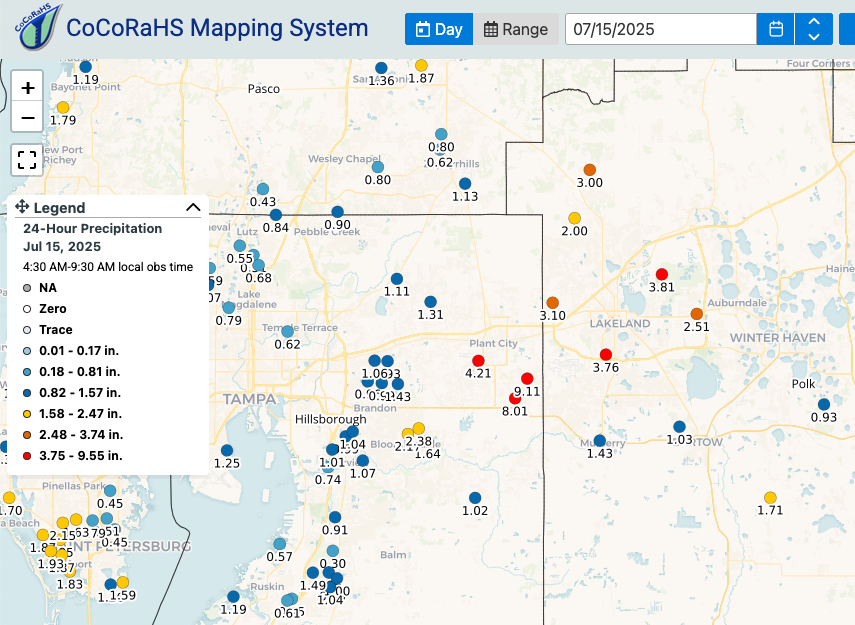 Cocorahs-07152025-rainfall-PlantCity image