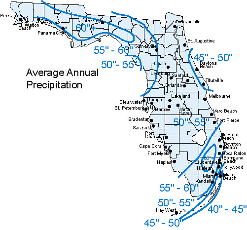 Average Annual Precipitation Florida Climate Center